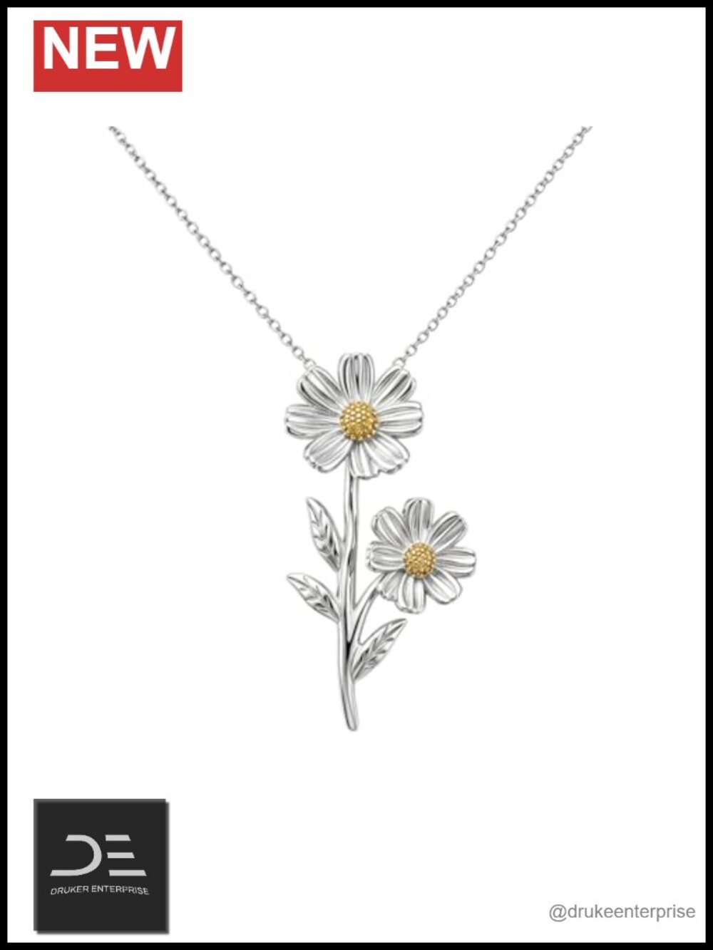Dainty Sterling Silver Daisy Pendant Necklace Minimalist Floral Jewelry for